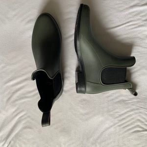 Green rain boots